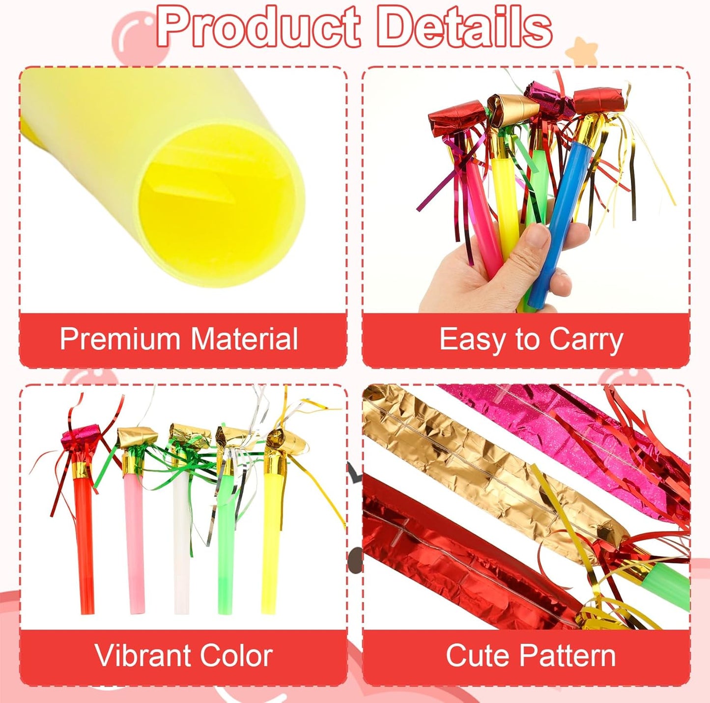 Party Blowers, 25 PCS Party Blowers for Kids, Party Blowouts, Party Noise Makers Horns, Fringed Birthday Blowers Noisemakers Blow Horns Party Whistles Favors for Birthday Christmas New Years Events