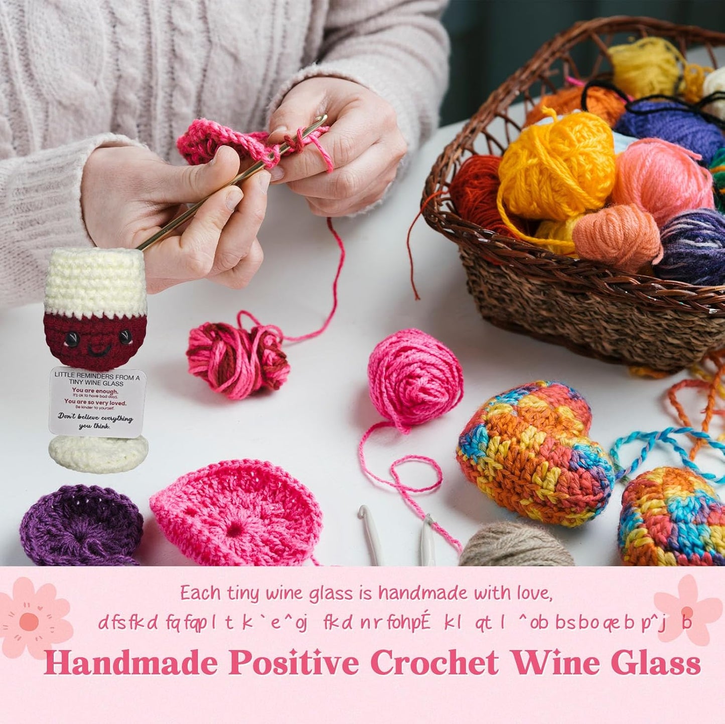 Mini Wine Glasses,Funny Emotional Support Crochet Glass Birthday Gift for Wine Lovers,Cute Home Bar Decoration for WineNight Unique Happy Hour Accessory,Wineglass Gift for Men Women Drinkers