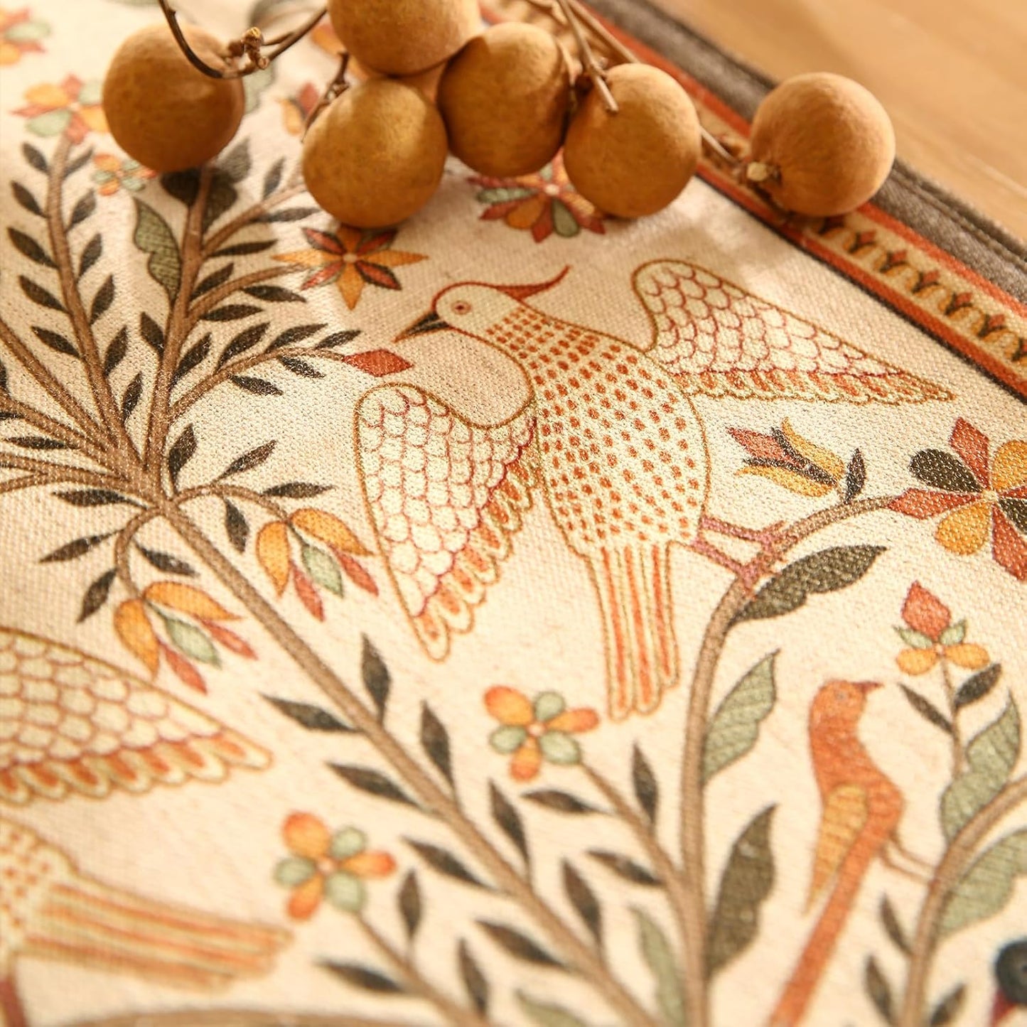 Vintage Linen Table Runner 87 Inches Long,Floral Print Italian Rustic Runner for Coffee Table Decor Tabletop Table Runners for Kitchen,Dining,Party,Home,Christmas,12"*87"