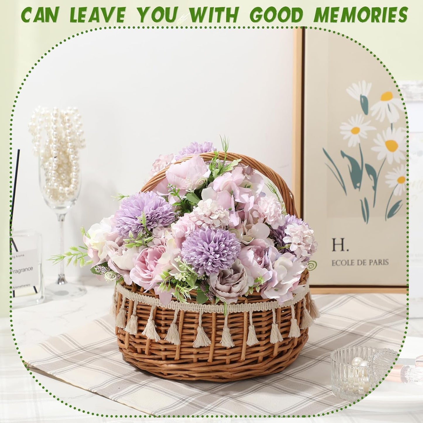 Tigeen Artificial Flowers Artificial Peonies Silk Flowers Faux Peony Fake Peony Silk Hydrangea Bouquet for Wedding Table Centerpiece Floral Vase Decor(Light Purple,12 Bundles)