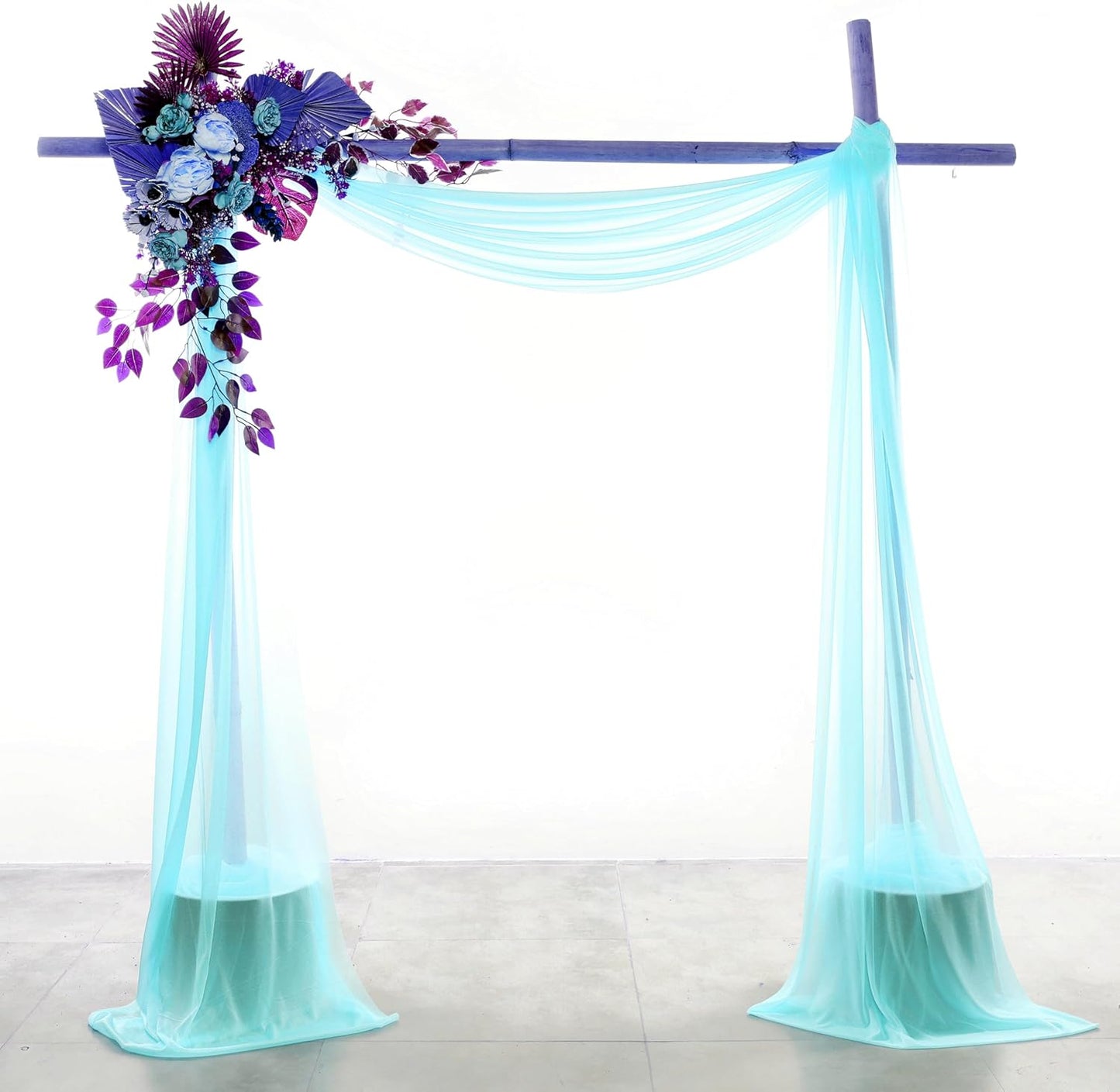 VDS Pack of 2 Panel (30 Inch X 30 Feet) Wedding Arch Draping Fabric Sheer Chiffon Fabric Drapery for Wedding Ceremony Reception Swag Backdrop Canopy Chuppah ARBO Altars Decoration (Teal)