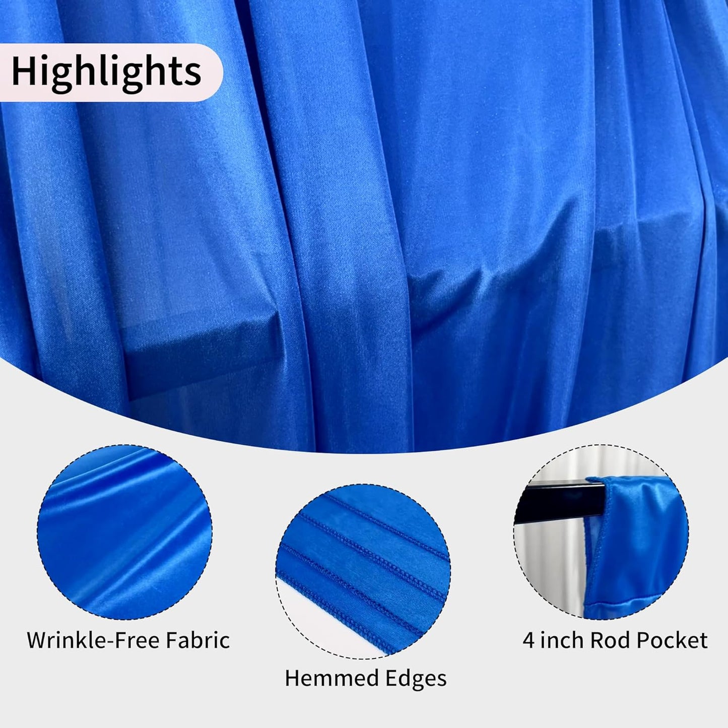 30x10ft Backdrop Curtains for Parties, 6 Panels 5x10ft Photography Backdrop Curtain with Rod Pocket,Backdrop Polyester Background Drapes,Wedding Backdrop Drapes for Birthday Baby Shower Home Decor