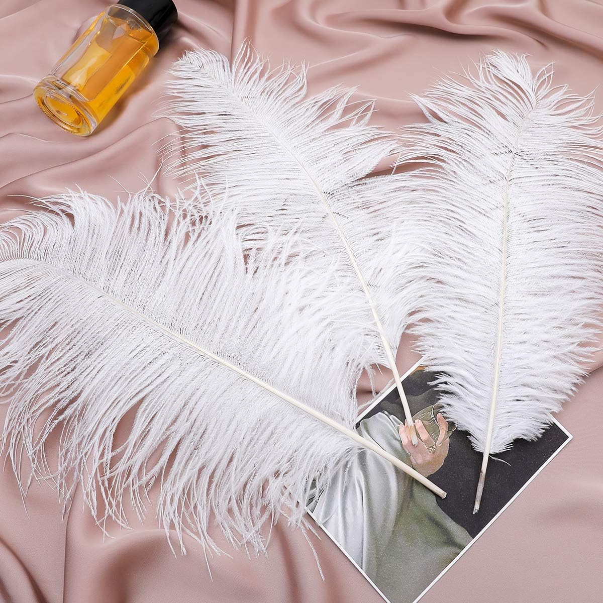 12pcs Natural White Ostrich Feathers 12-14inch (30-35cm) for Wedding Party Centerpieces，Flower Arrangement and Home Decoration.
