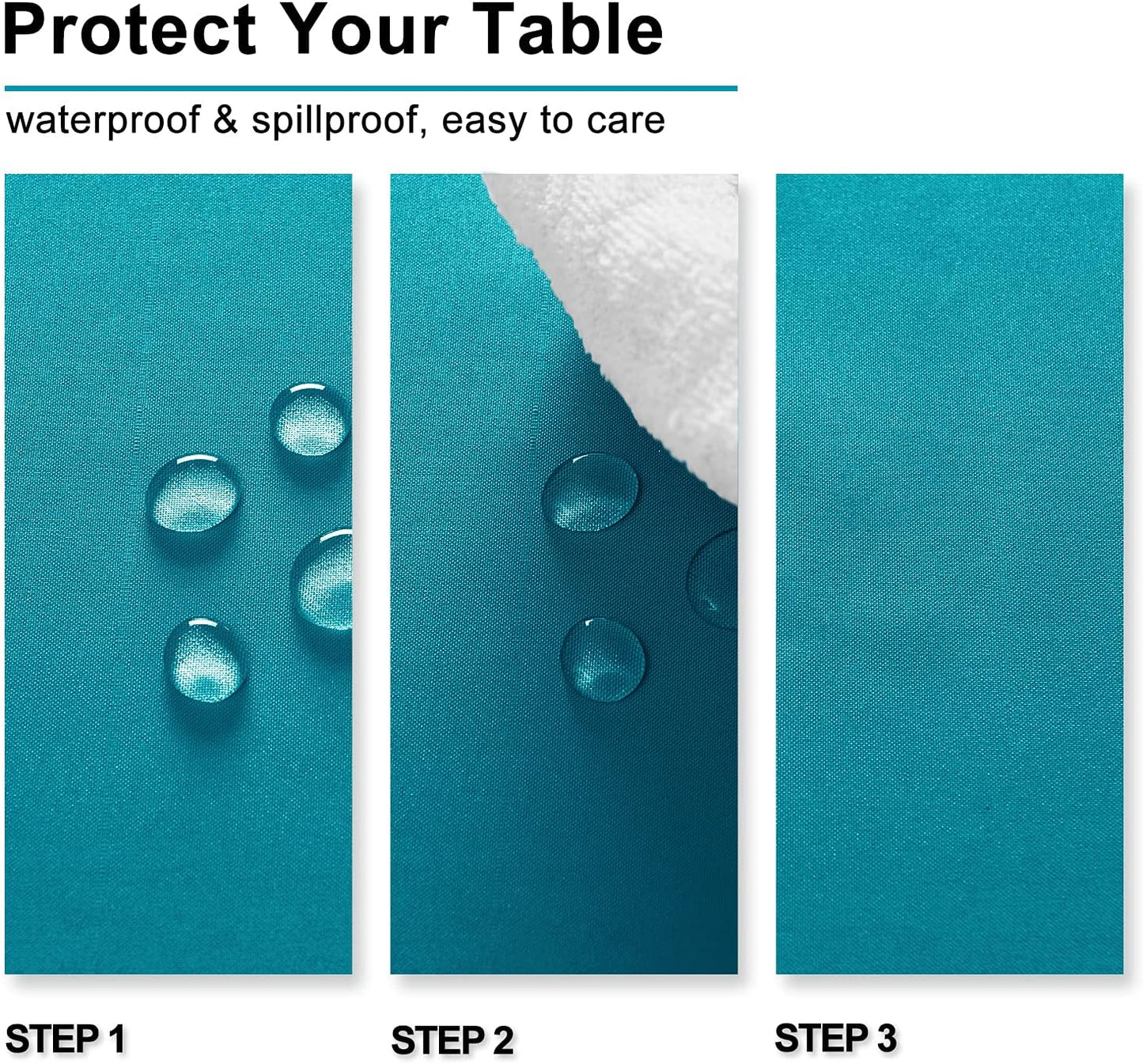 Hiasan Turquoise Square Tablecloth - Water Resistant and Spillproof Dining Room Washable Fabric Table Cloth for Dining Room, Polyester, 30 x 30 Inch
