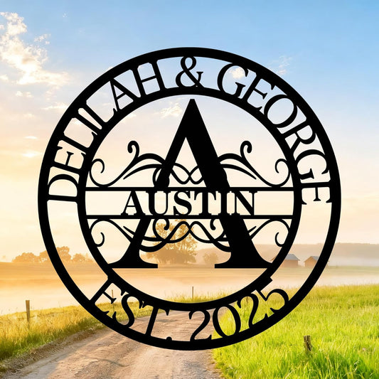 Custom Name Signs Outdoor Metal, Personalized Family Last Name Signs Wall Art, Letter Monogram Metal Sign For Home Decor, Customized Wedding Christmas Anniversary Housewarming Gifts