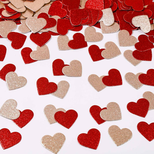 200 Pcs Dark Red and Gold Heart Paper Confetti for Valentine's Day Wedding Baby Shower Birthday Party Table Decoration Supplies