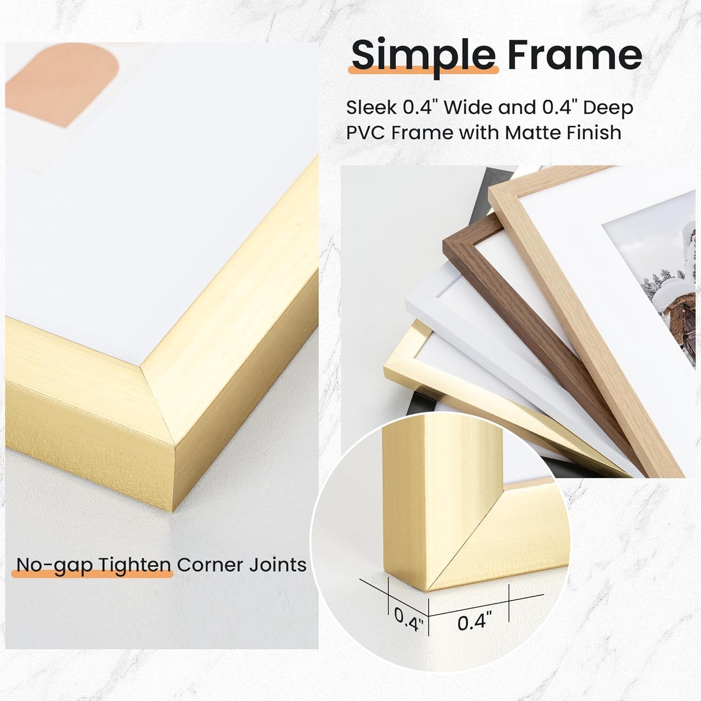 11x17 inch Picture Frame, 11x17 Photo Frames with 8x12 Removable Mat - High Definition Plexiglass - Vertical and Horizontal Display - Wall Hanging Frame - Gold, 3 Pack