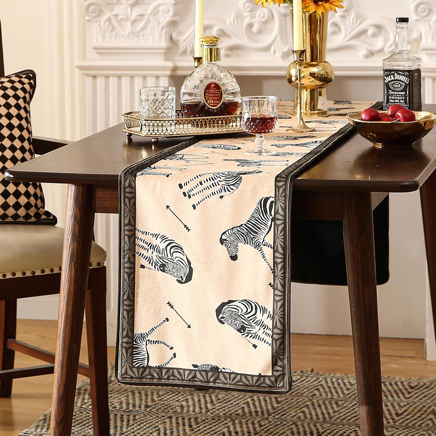 patdrea Designer Elegant Wild Animals Velvet Table Runner, Beige Brown with Zebra Texture Pattern Table Mat, Decoration for Kitchen Dining Coffee Table Cabinet Banquet Thanksgiving,12"*102"