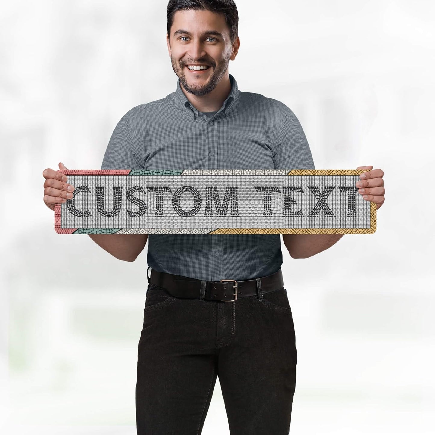 Custom Sign, Custom Street Sign, 11 Font Colors, 13 Font Styles, 4 Hole Options, 22 Sizes, 6x30 Inches, Rust Free DiBound, Fade Resistant, Made in USA by My Sign Center (Fauxsaic 2)