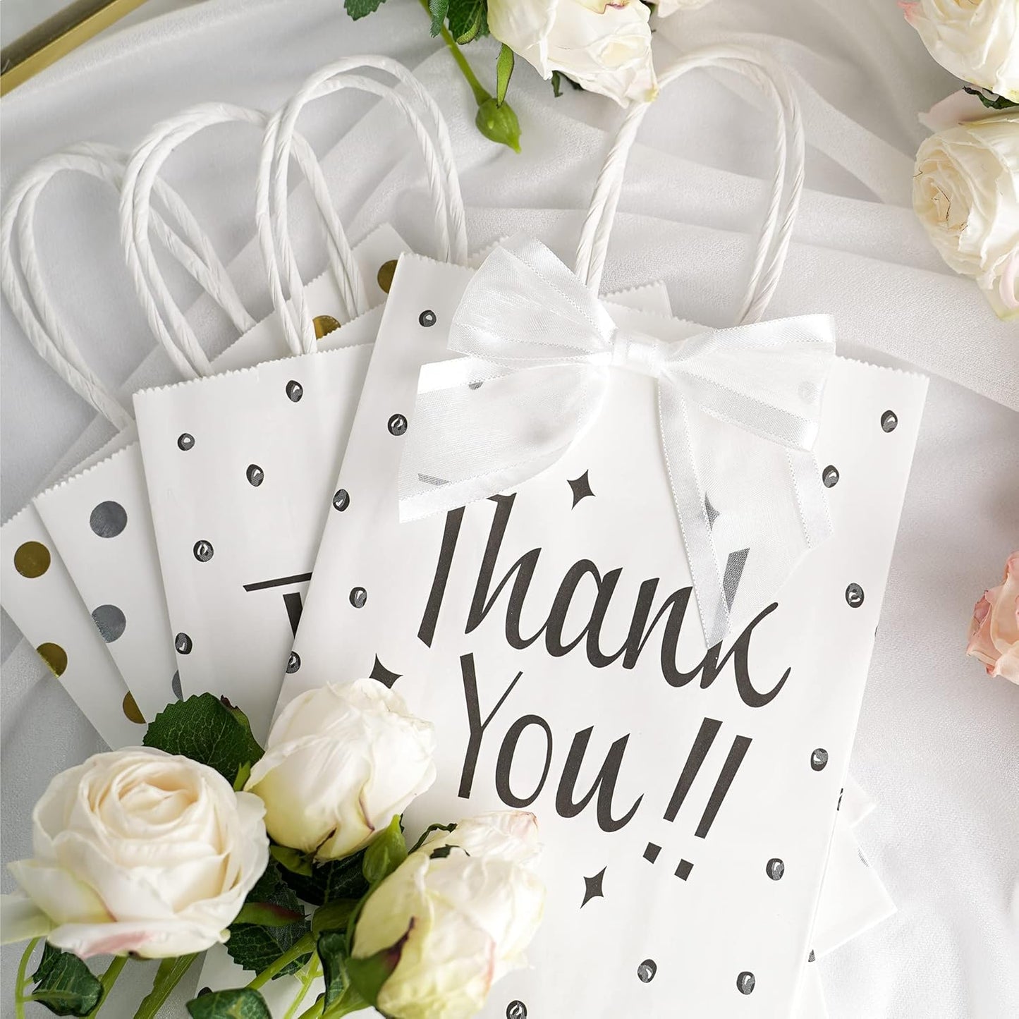 AIMUDI White Bows for Wedding Decor 4" Premade White Christmas Tree Bows Pre Tied White Bows for Crafts Small White Gift Bows Organza Fabric Bows for Treat Bags, Gift Wrapping, Baby Shower -12 Counts