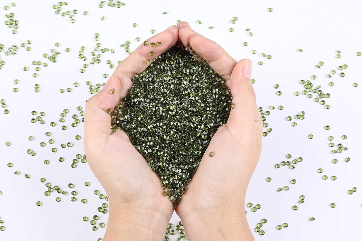 10000 pcs/Pack Wedding Table Scatter Confetti Crystals Acrylic Diamonds Vase Fillers 4.5 mm Rhinestones for Wedding, Bridal Shower, Vase Beads Decorations (Tea Green)