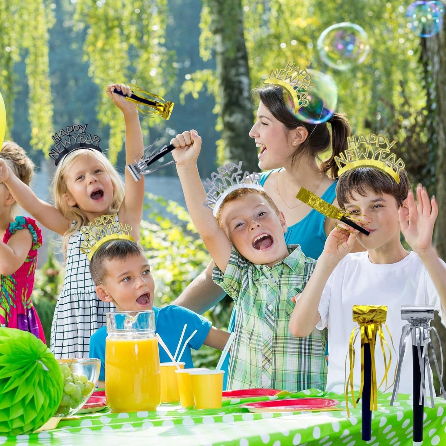 24 Pieces Party Squawkers Christmas Party Blowers Noise Makers for New Year Party Favor Supplies, Silver, Gold