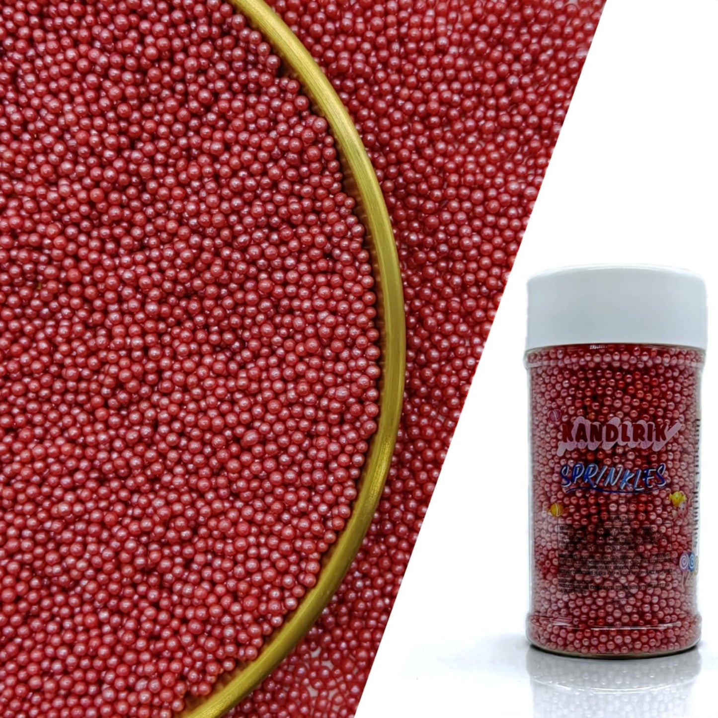 Edible Red Pearl Sugar Sprinkles Candy 2mm Mini Pearls Cake Decorations Cupcake Toppers Cookie Decorating Perfect for Wedding Party Valentine Halloween Christmas Supplies 3OZ