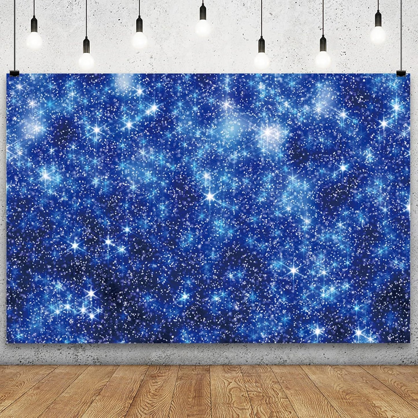 YongFoto Blue Glitter Backdrop 7x5ft Silver Light Spots Navy Blue Sequin Bokeh Photography Background Birthday Bridal Shower Wedding Photography Background Party Banner Decor Portraits Photoshoot