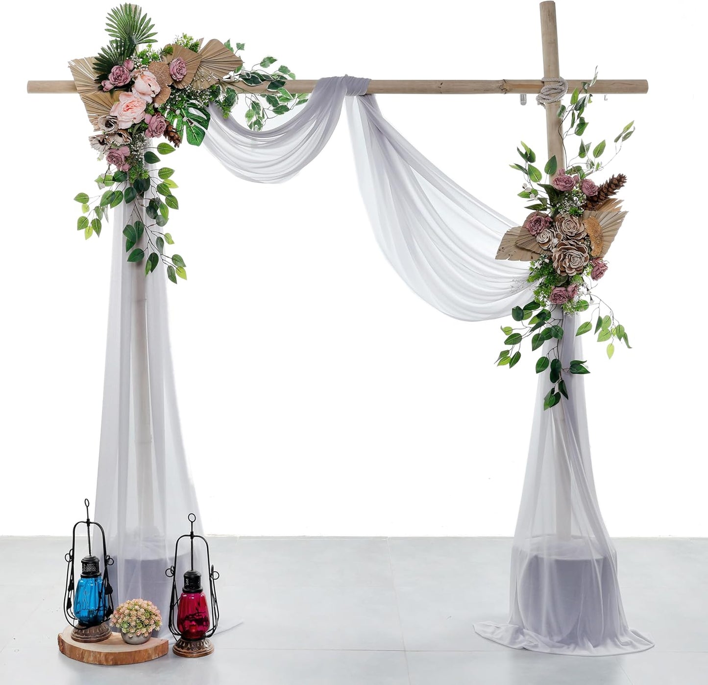 VDS Pack of 1 Panel (30 Inch X 100 Feet) Wedding Arch Draping Fabric Sheer Chiffon Fabric Drapery for Wedding Ceremony Reception Swag Backdrop Canopy Chuppah ARBO Altars Decoration (Cool Grey)