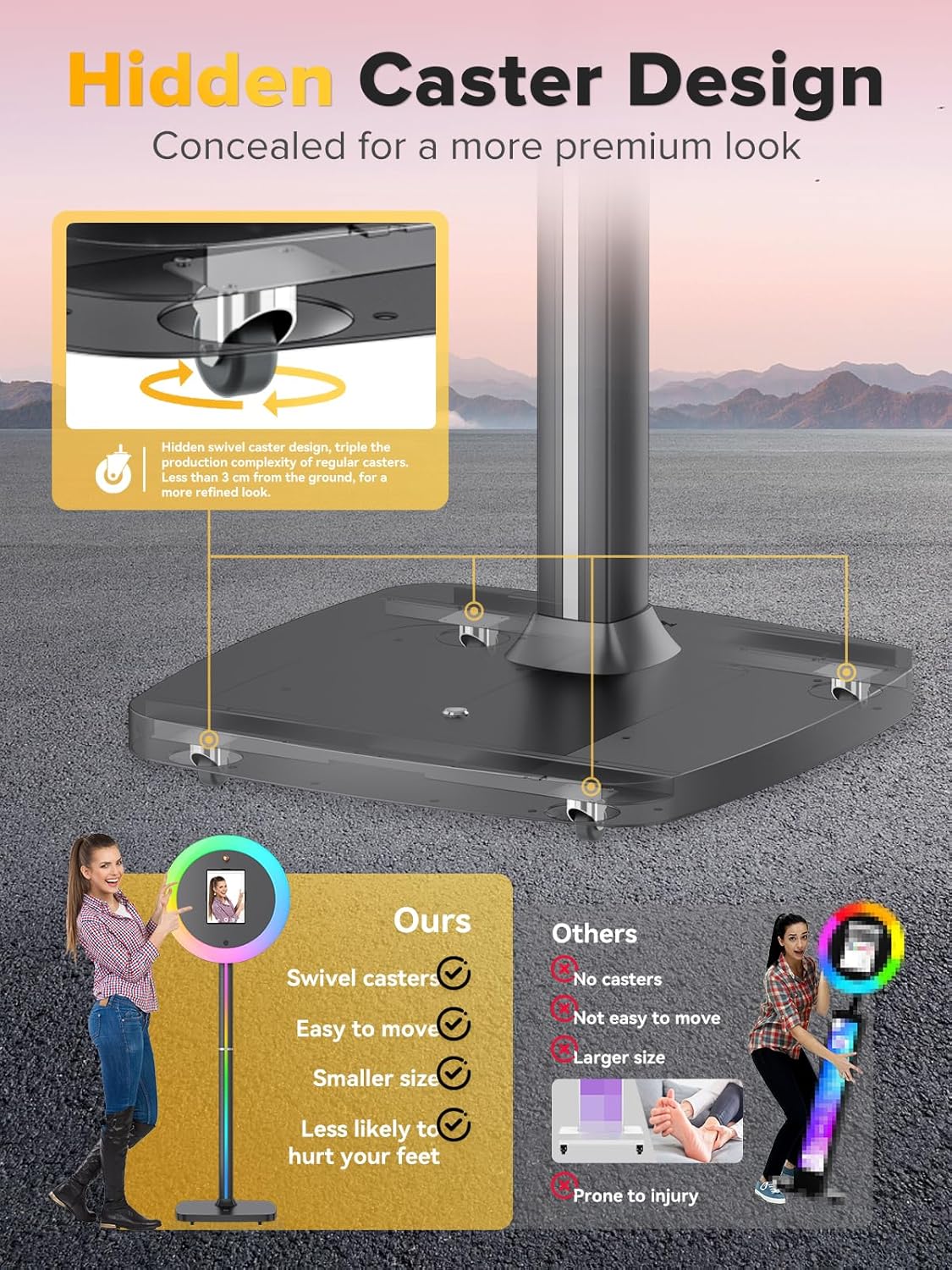 Portable Photo Booth, Photo Booth Machine Compatible with Any I-pad,PhotoBooth Stand Shell with Cyratok,APP & Remote Control RGB Ring Lights,Music Sync Selfie Photo Booth for Parties,Wedding &Events