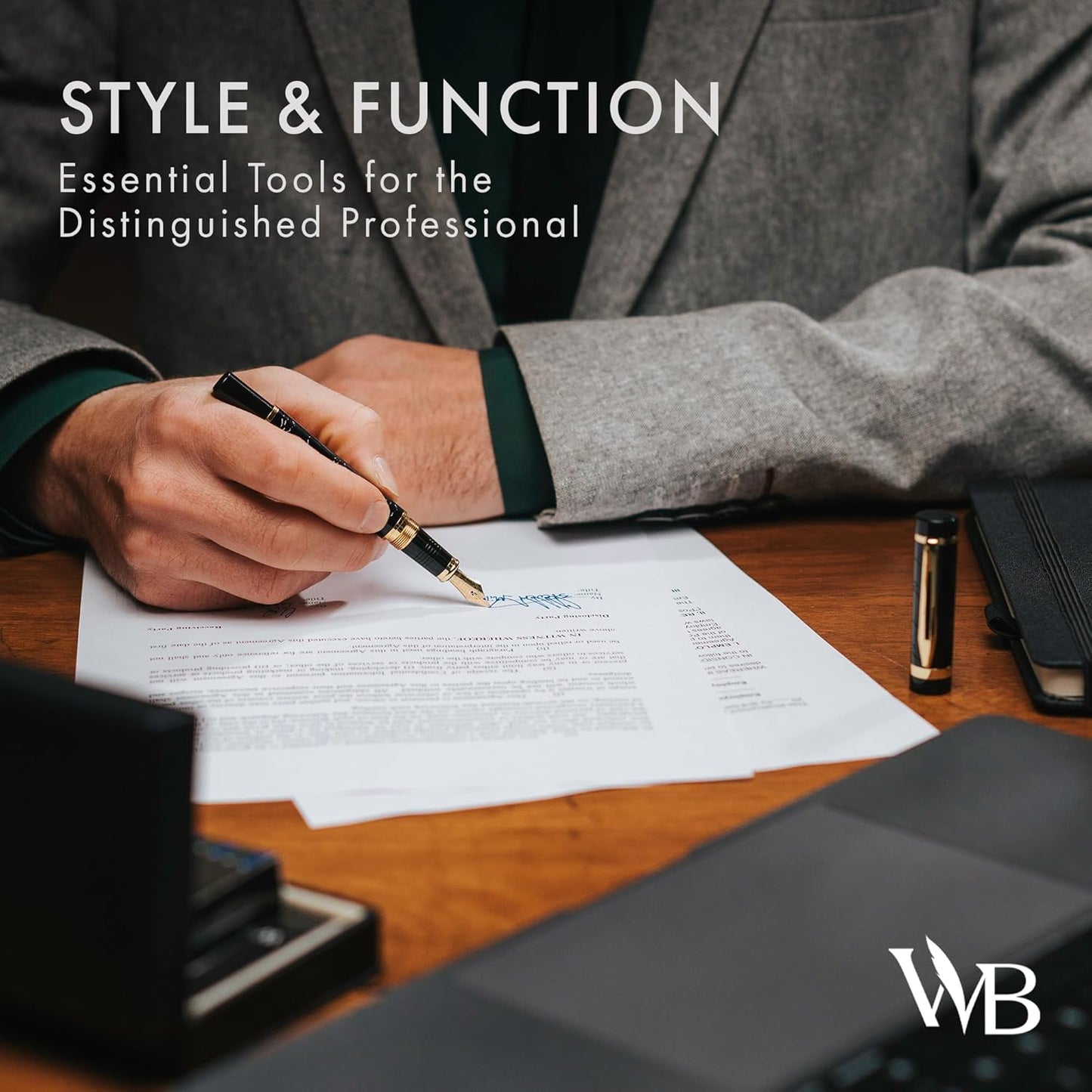 Wordsworth & Black Primori Fountain Pen Set [Black Gold]; Extra Fine Nib, Gift Case, 24 Ink Cartridges, Refill Converter, Manual; Journaling, Calligraphy, Smooth Writing Pens; Left and Right Handed