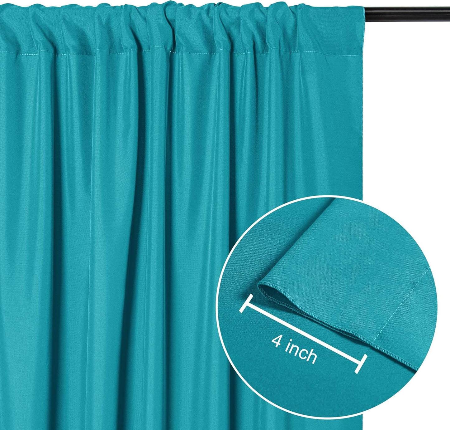 DWCN 10x7 FT Backdrop Curtains for Parties, Photography Backdrop Drapes with Rod Pockets for Wedding Decorations Stage Birthday Family Gatherings, 2 Panels 5ft x 7ft, Turquoise