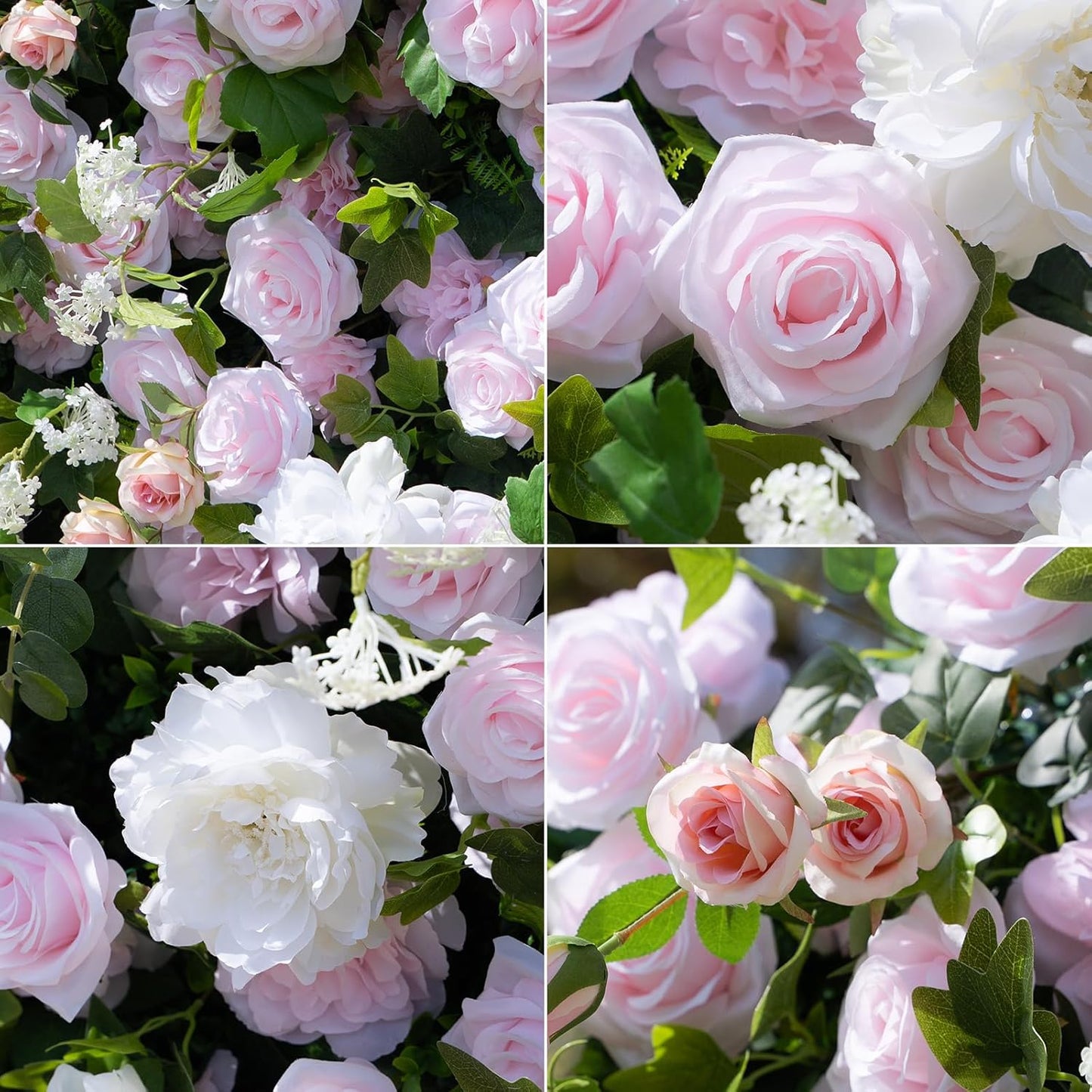 Artificial Luxury‌ Flower Wall Panels, Gorgeous 3D Silk Floral Backdrop for Wedding, Baby Show, Party and Home Decor, Quick Assembly/Storage, Eco ＆ Pet Friendly, 2 pcs, Each Panel 2 * 8 ft.