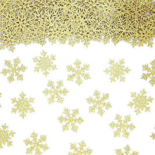 200PC Snowflake Party Decorations Gold Glitter Christmas Confetti Paper Snowflakes Table Confetti For Winter Holiday Birthday Baby Shower Party Decor