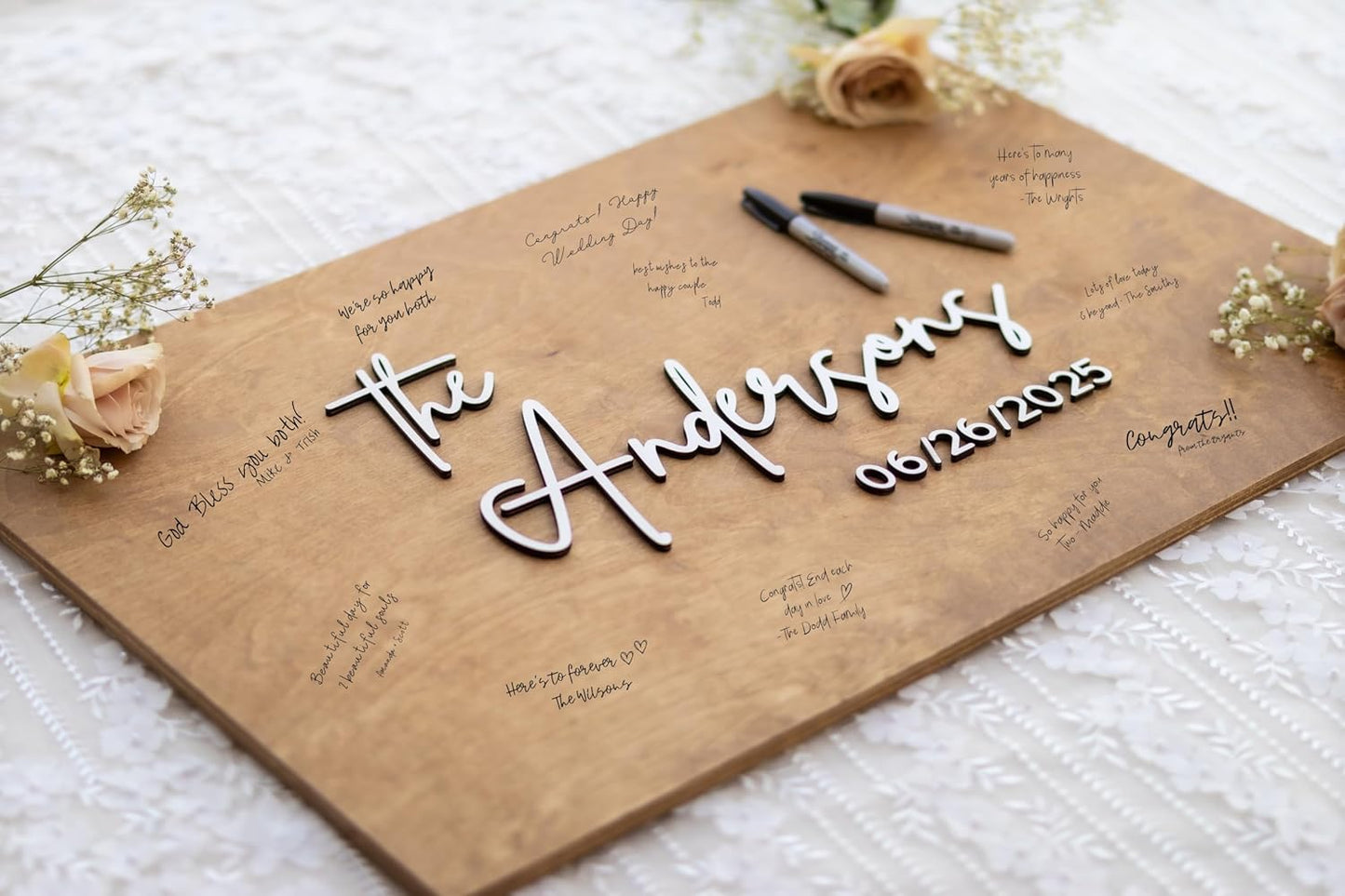 Personalized Last Name Guest Book, Unique Guest Book Sign, Custom Alternative Guest Book, Wooden Guest Book, Wedding Ceremony Guestbook Sign (Design 10)