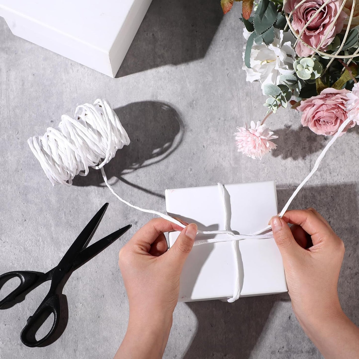 Syhood 65 Feet Floral Wire Rustic Vine Bind Wire for Craft Wrapping Flower Bouquets(White,1 Roll)