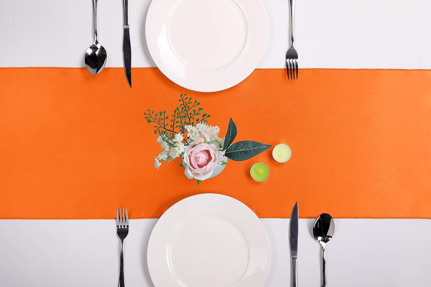 10-Pack Satin Table Runner Orange 12 x 108 inches Long, Table Runners for Wedding, Birthday Parties, Banquets Decorations（10 Pack, 12x108 Inch, Orange）