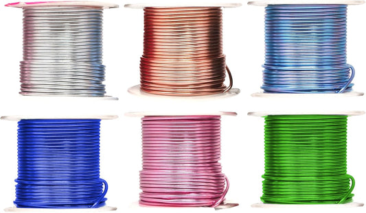 Mandala Crafts 14 Gauge Anodized Aluminum Craft Wire for Jewelry Making – 330 FT Colored Flexible Silver Copper True Blue Pink Ice Blue Green Wire - Bendable for Bonsai Armature Crafting Sculpting