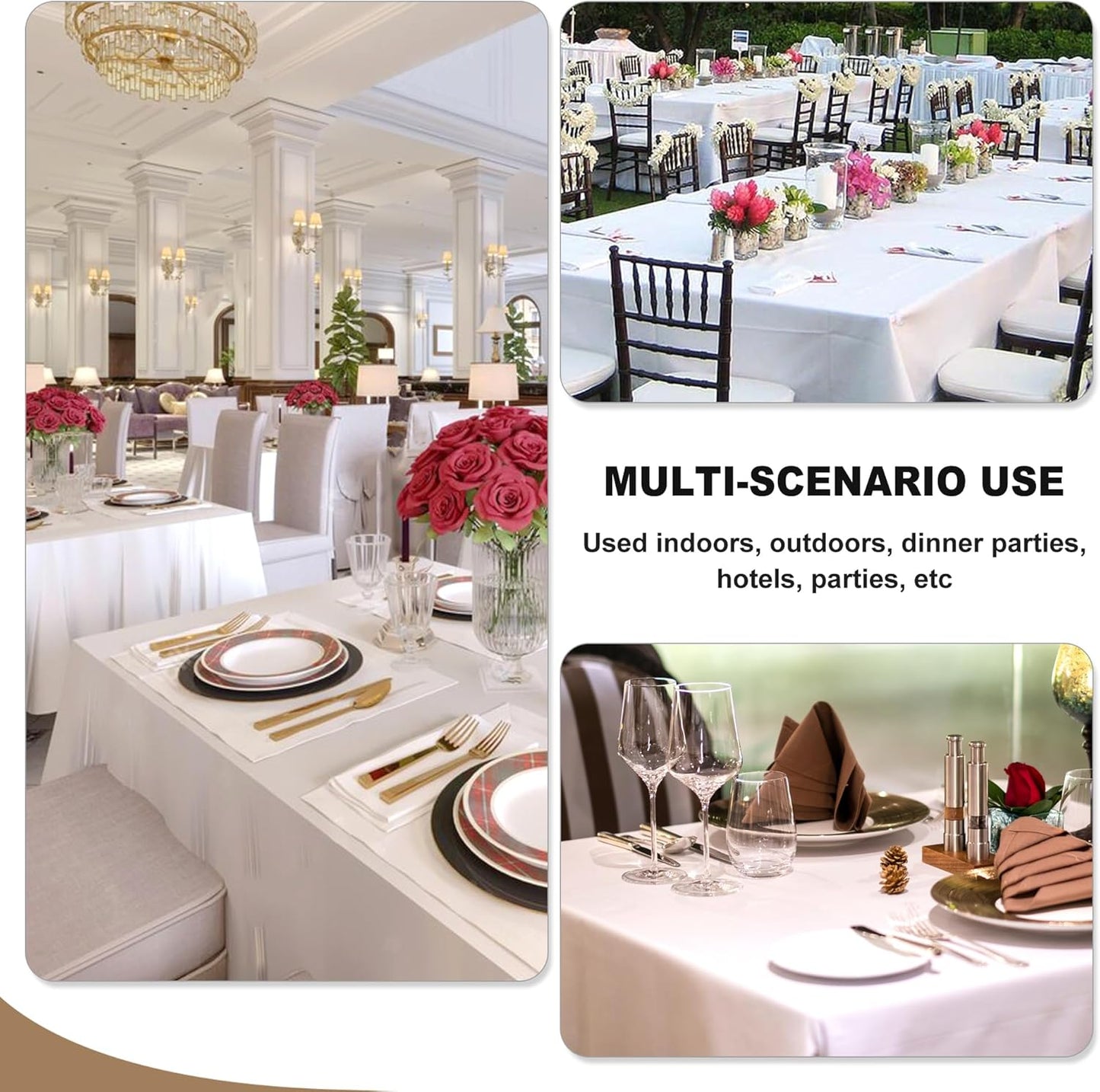 Fitable White Rectangle Tablecloths for 6 Foot Tables, 6 Pack - 70 x 108 Inches - Stain Resistant and Washable Table Clothes, Polyester Fabric Table Covers for Wedding, Party, Banquet, Buffect