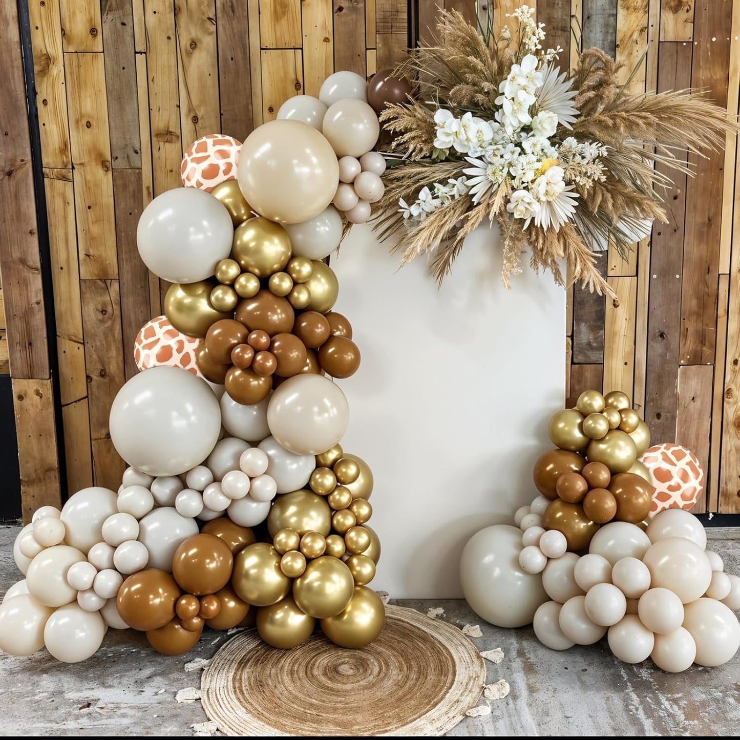 Safari Balloons, 60pcs Jungle Balloons, Brown Gold White Balloon Giraffe Print Balloon For Birthday Baby Shower Safari Jungle Forest Animal Theme Party Wedding Bachelorette Engagement Decorations