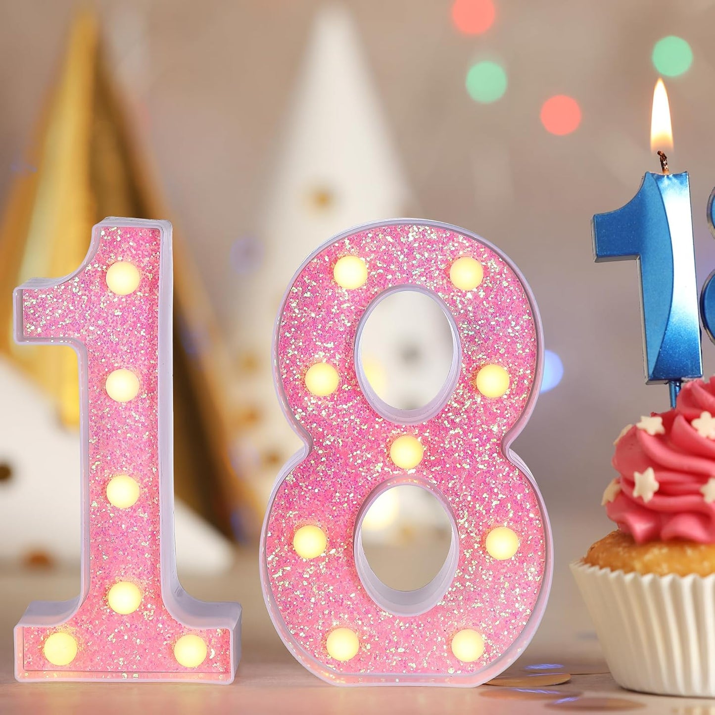 Foaky Pink Light up Letters，Pink Party Decorations,Girls Room Decor,Glitter Marquee Numbers,Alphabet Letter Sign for Night Light Birthday Party Girls Gifts, Home Bar Decoration (4)