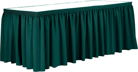 Ultimate Textile Pleat Polyester Fabric Table Skirt - Machine Washable Flame Resistant with Clips for Events, Weddings & Trade Shows, Cut & Sewn in Paterson, NJ - Teal, 21' Shirred Pleat