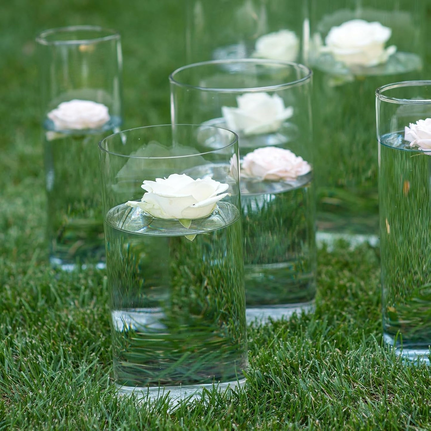 WDHODEC Hurricane Candle Holders 24 PCS, 6" 8" Clear Glass Bud Vases, Cylinder Vase, Pillar Floating Candle Holders for Wedding Birthday Party Centerpiece