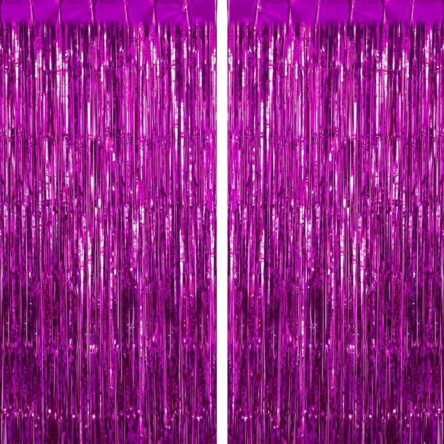 2 Pack Rose Red Fringe Curtains Foil Shiny Fringe Backdrop Tinsel Door Streamers Foil Curtains for Birthday Wedding Engagement Bridal Shower Celebration Party Decorations Large