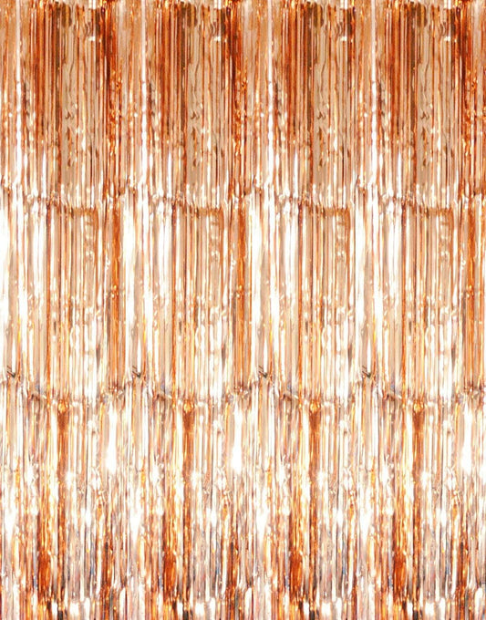 GOER 3.2 ft x 8.2 ft Metallic Tinsel Foil Fringe Curtains Party Photo Backdrop Party Streamers for Birthday,Graduation,New Year Eve Decorations Wedding Decor (Champagne Gold,1 Pack)