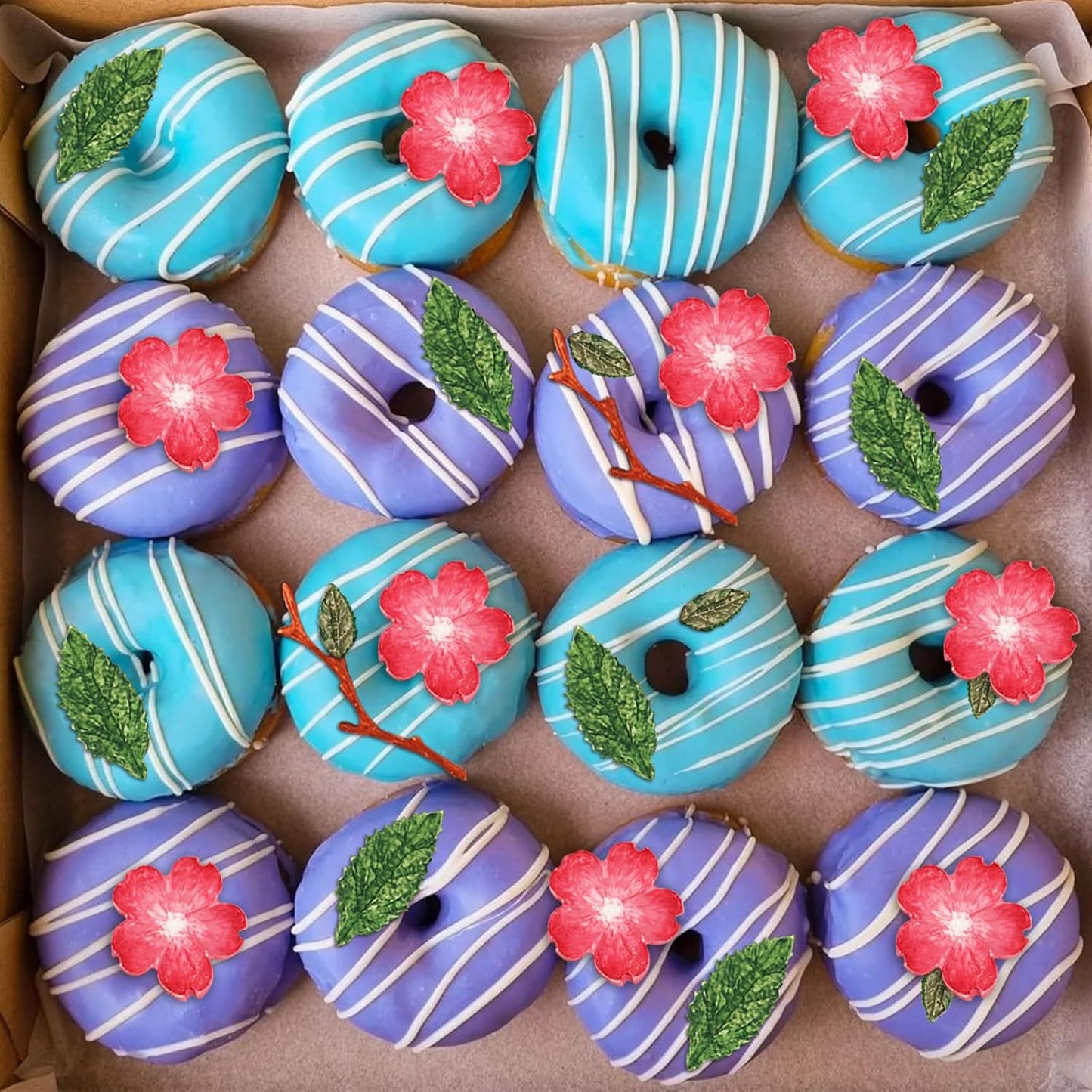 Peach Blossom Shape Molds 4 Pcs, Plant Flowers Leaf Fondant Silicone Molds for Cake Decoration Candy Sugar Cupcake Topper Cake Pop Popsicle Polymer Clay Crafts