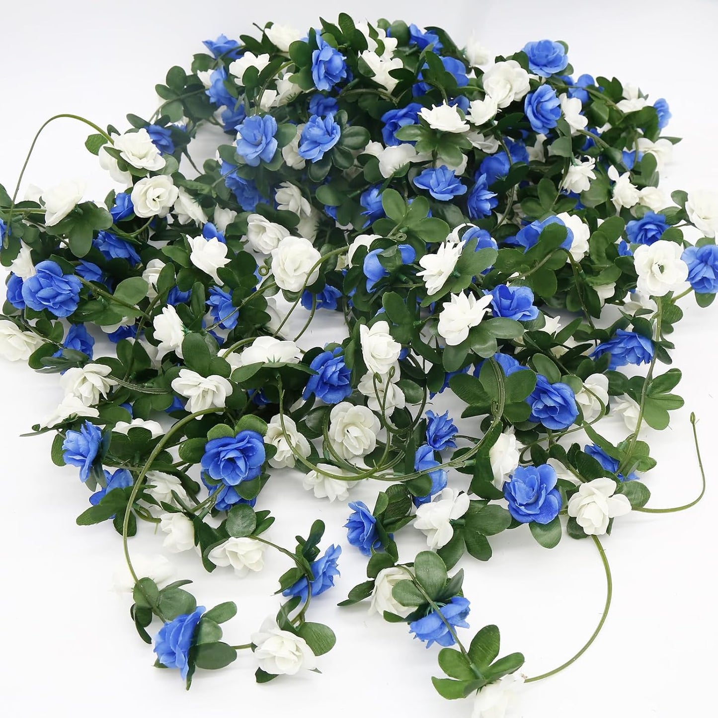 12 PCS 98.4 FT Artificial Flower Garland Rose Garland for Wedding Room Decor（12,Blue）