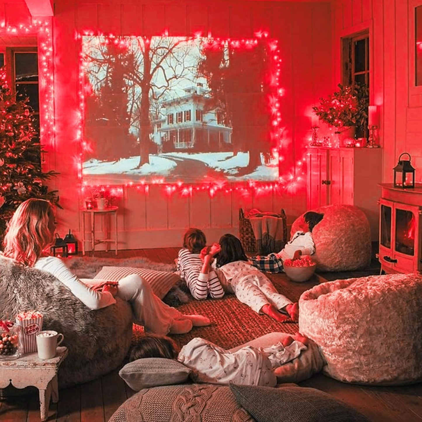 JMEXSUSS 500 LED Red Halloween Lights Indoor Outdoor, 163 FT Clear Wire Red Christmas String Lights Plug in, 8 Modes Christmas Tree Lights Outdoor Waterproof for Tree Bedroom Room Halloween