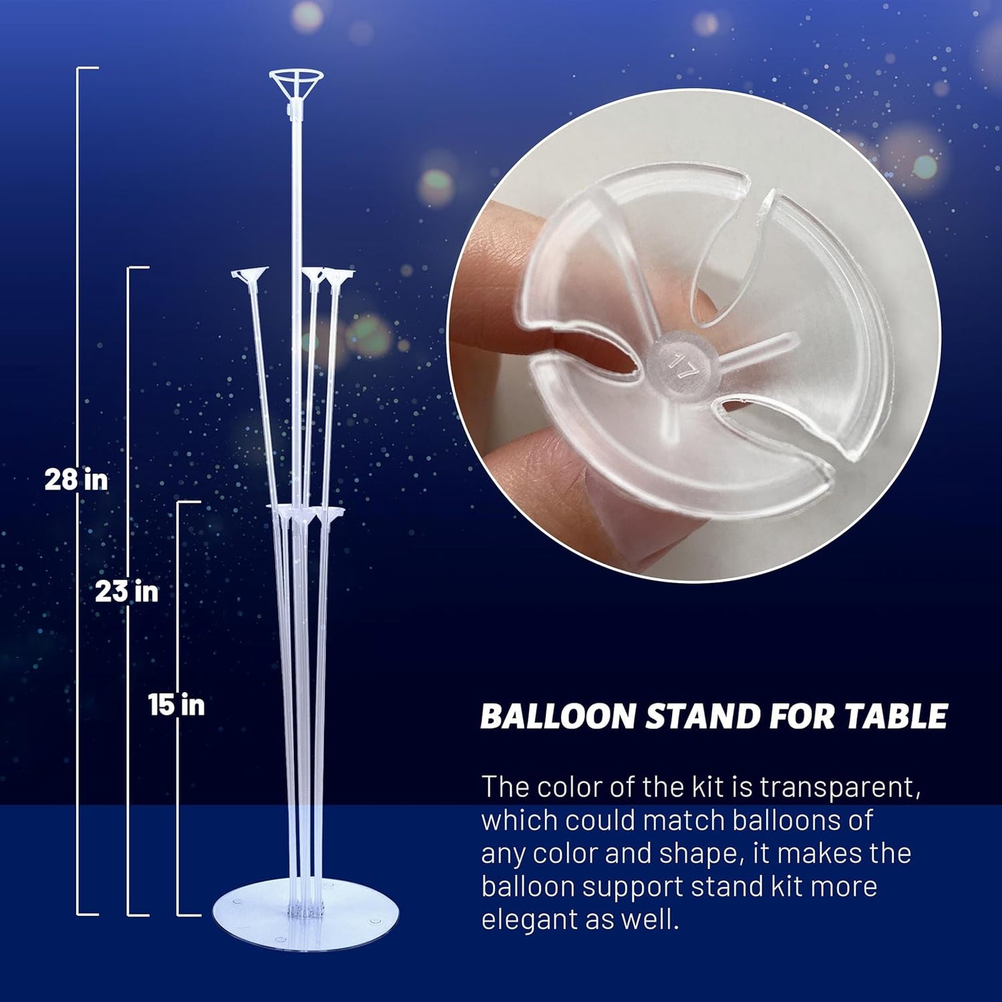 JOYYPOP 4 Sets 28 Inch Balloon Stand Kit, Balloon Holder Stickers Table Decoration Party Birthday Wedding Balloon Supplies Accessories