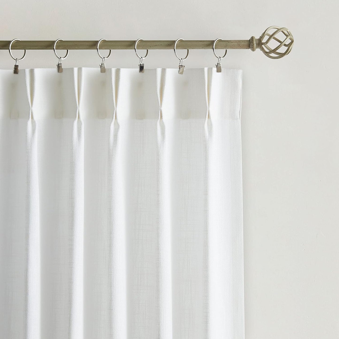 Vision Home White Pinch Pleated Semi Sheer Curtains Textured Light Filtering Window Curtains 84 inch for Living Room Bedroom Patio Rayon Blended Pinch Pleat Drapes with Hooks 1 Panel 60" Wx84 L