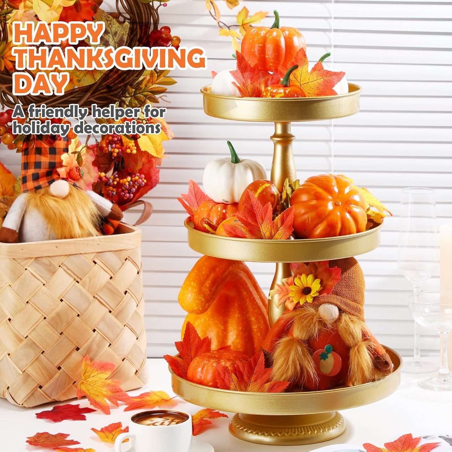 Maxdot 2 Pcs 3 Tier Cupcake Stand Holder, Round Cupcake Stand Serving Tray, Metal Tiered Tray Pastry Dessert Cake Tower Display Stand for Baby Shower Tea Party, Wedding and Birthday (Gold)