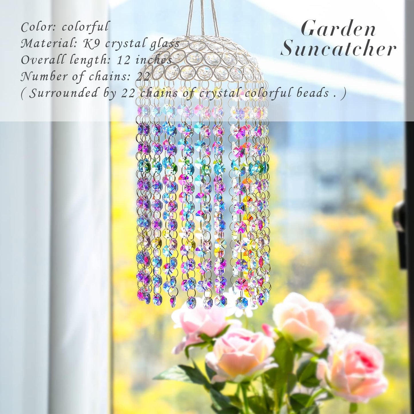 Crystal Suncatchers Window Hanging Wind Chime Garden Porch Home Wedding Party Suncatcher Rainbow Maker Crystal Glass Beads Prisms Sun Catcher