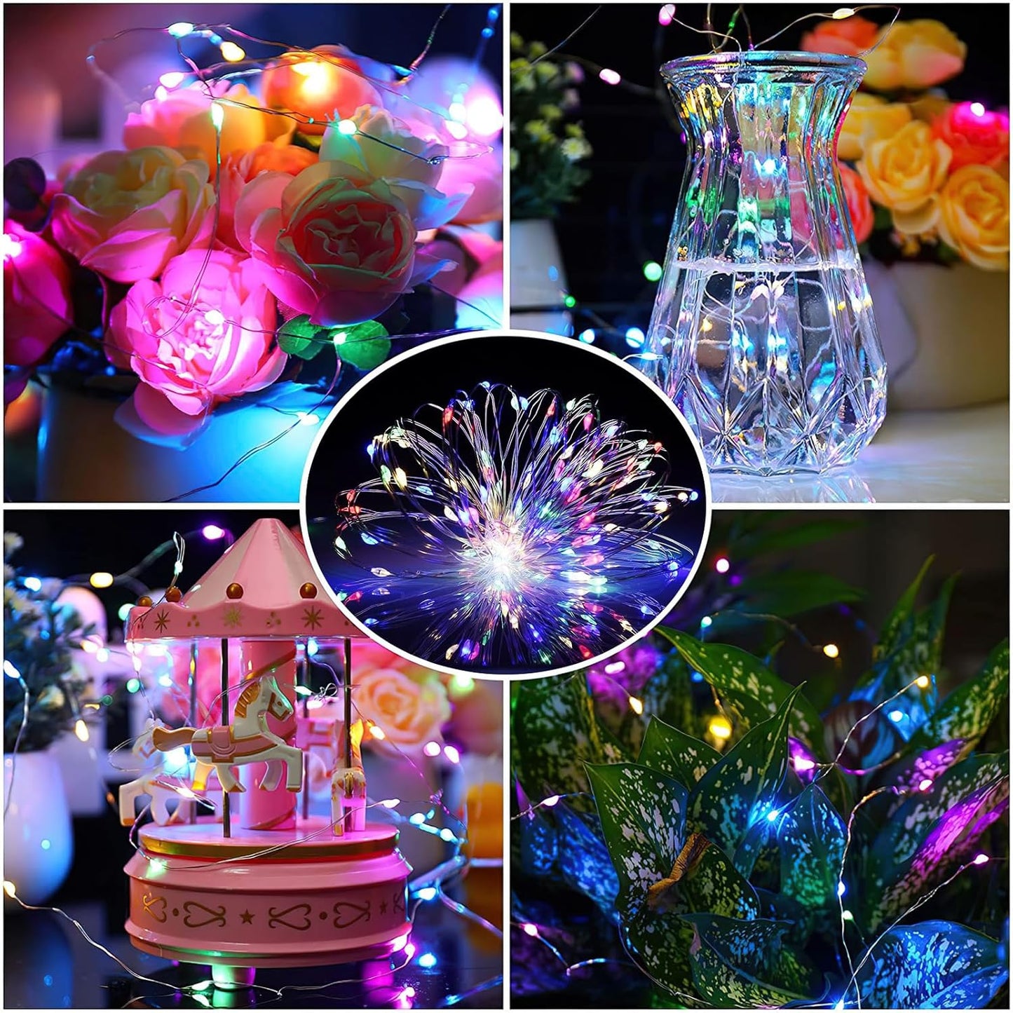 ZGWJ 8 Pack Fairy Lights Battery Operated, 7ft 20 Mini LED Fairy String Lights Silver Wire 3 Modes for DIY, Parties, Wedding, Bedroom, Halloween Christmas Decoration Multicolor