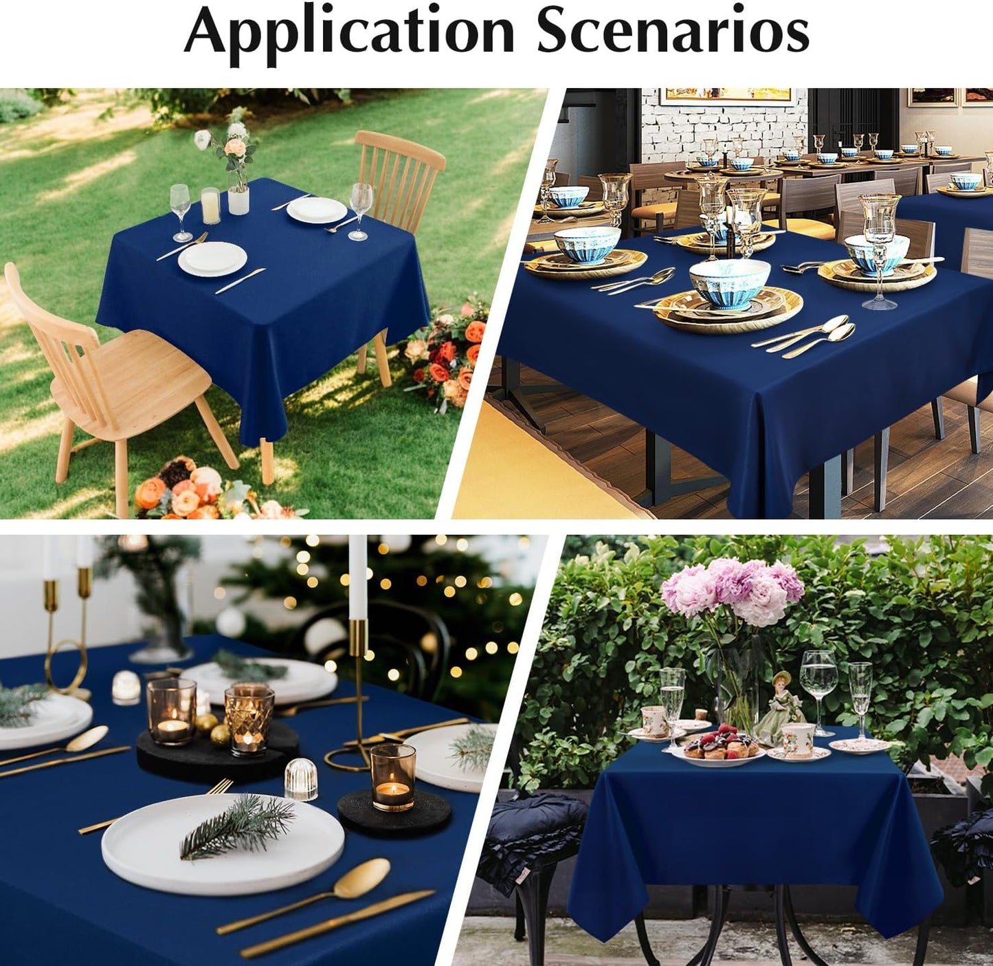 2 Pack Square Table Cloth 48X48 Inch Navy Washable Fabric Tablecloth Polyester Solid Dining Table Cover for Birthday Party Dinner Holiday Outdoor Indoor
