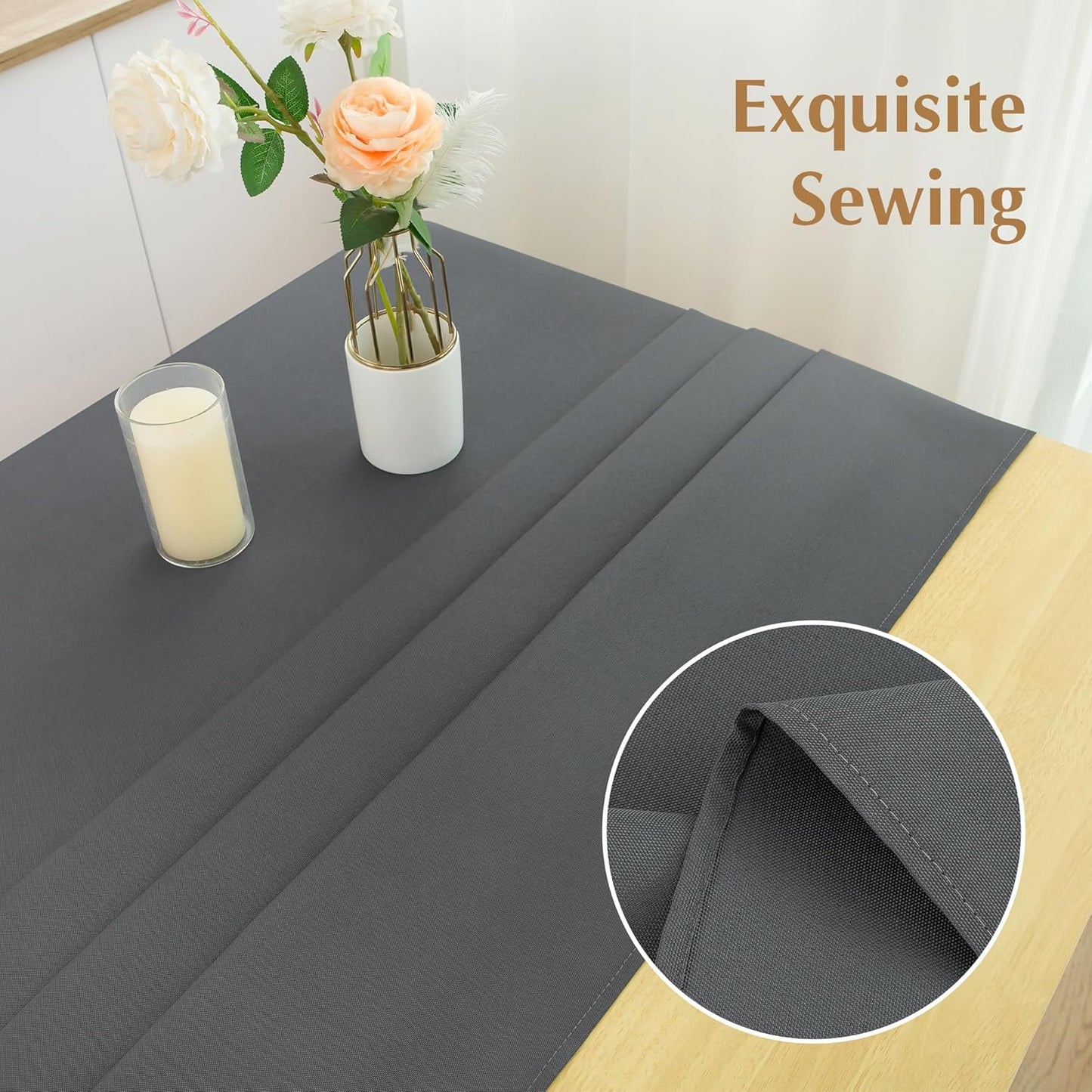 2 Pack Square Table Cloth 70X70 Inch Grey Washable Fabric Tablecloth Polyester Solid Dining Table Cover for Birthday Party Dinner Holiday Outdoor Indoor