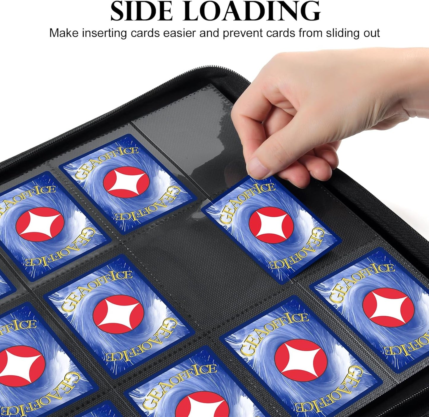 GEAoffice Trading Card Binder 12 Pocket for 720 Cards, Ringless Side Loading Card Collection Binder Album Folder for MTG, TCG, Game&Sports, PU Cover, Non-PVC, Green