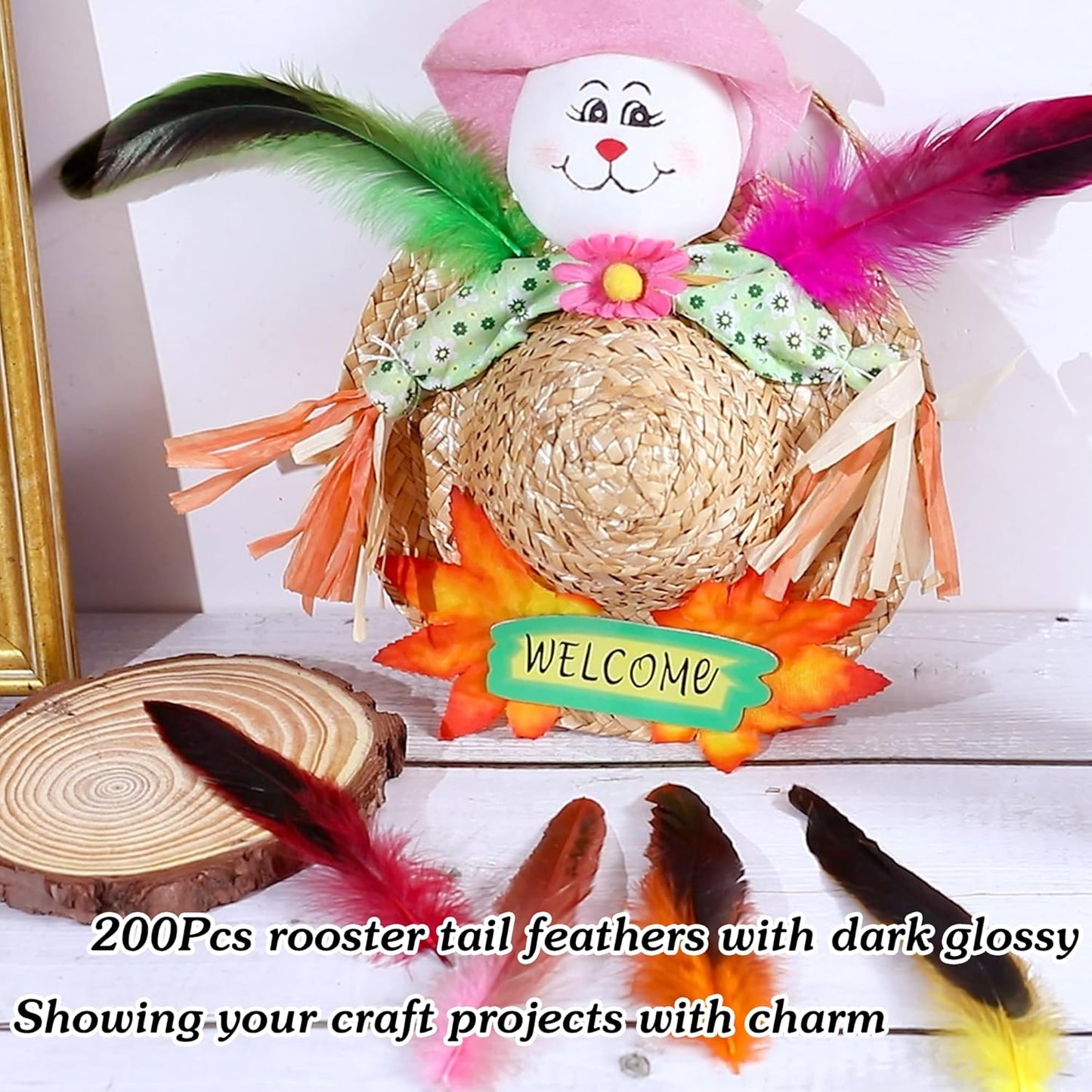 SOGUGOM Green Rooster Tail Feathers - 200 pcs 5-7 inch Natural Rooster Tail Feathers Bulk for Mardi Gras, Costume and Party(Green)