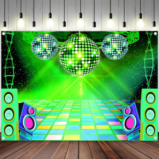 Dance Party Backdrop Retro 80s 90s Theme Stage Dance Ball Music Birthday Party Decoration DJ Photography Background 5 x 3 ft for Baby Shower Picture Photo Shoot Polyester Fabric, Red