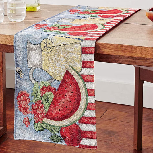 Tache 13x54 Fruity Drinks Table Runner, Colorful Watermelon Lemonade Decorative Spring Summer Woven Tapestry Dresser Coffee Kitchen Dining