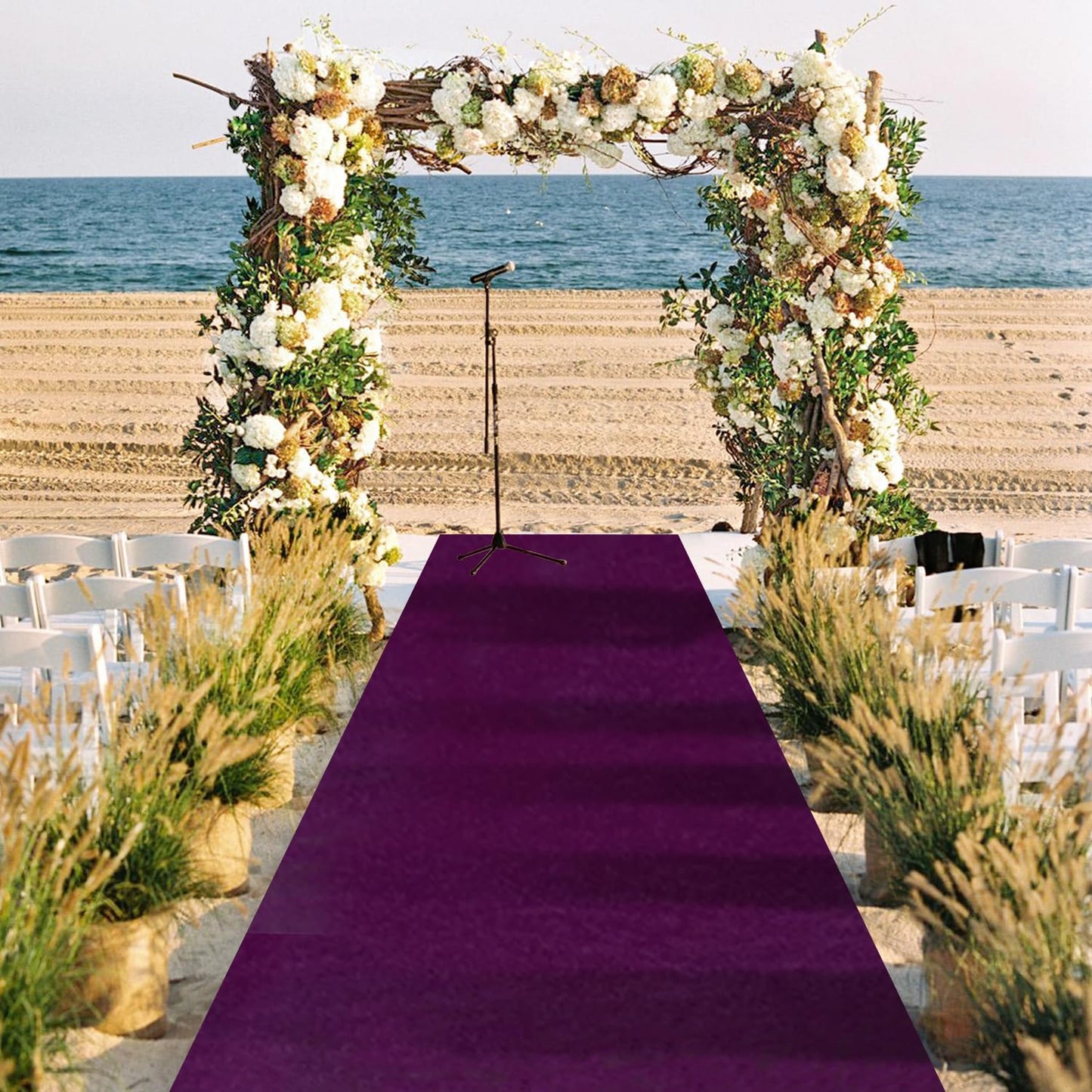 MODFUNS Wedding Aisle Runner Purple Velvet Aisle Runners 4x30ft Carpet Runner for Party Vintage Runway Rug with Carpet Tape Wedding Carpet for Bridal Baby Shower Ceremony Decor